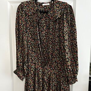 Doen XS Camden Black Floral Montpellier floral button down collar long sleeve